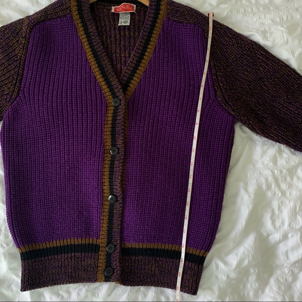 Vintage Kenzo Purple Cardigan Wool Grandpa Sweater - Picture 10 of 11